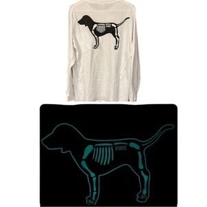 Victoria’s Secret PINK Not Your Boo Long Sleeve Top - Glow In Dark Skeleton